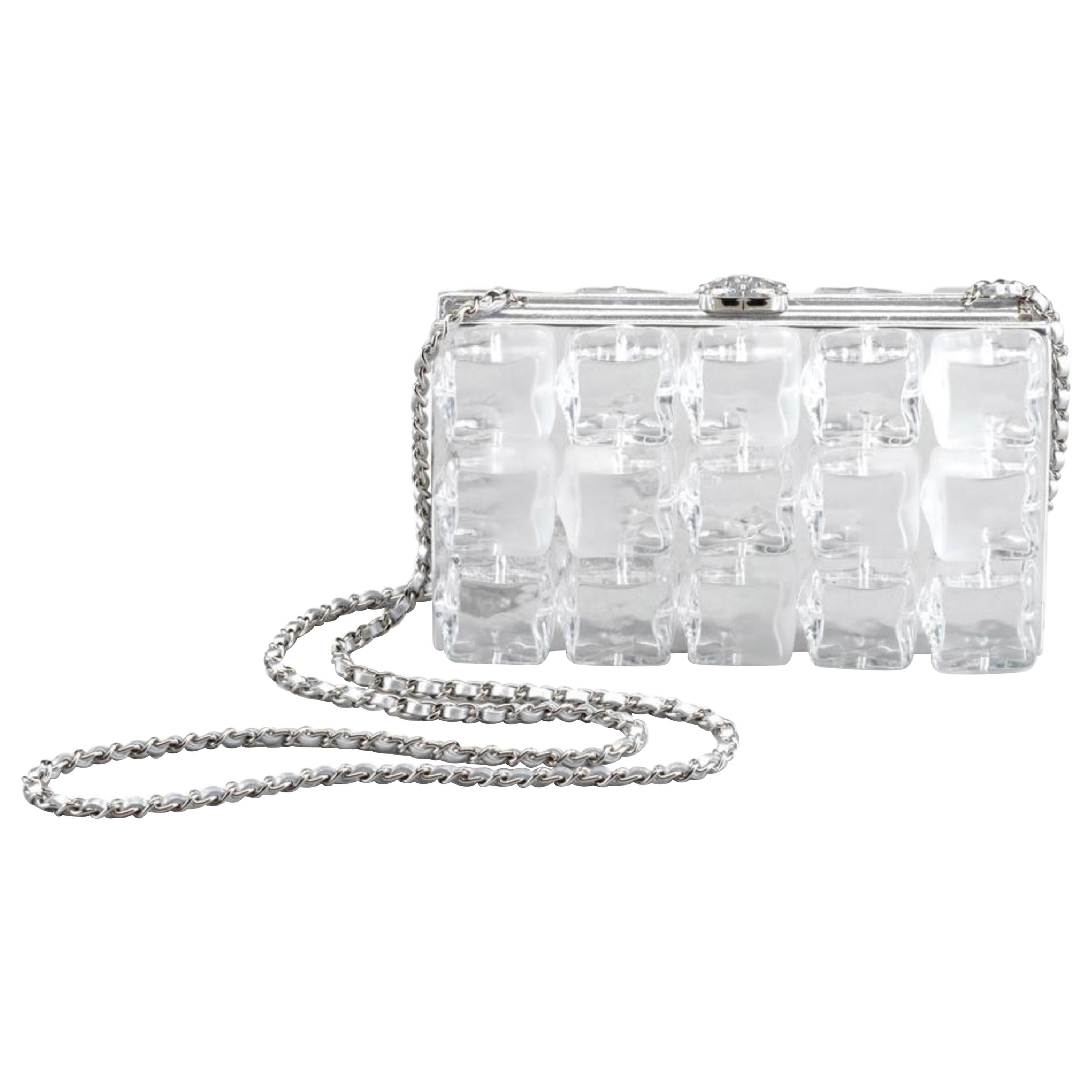 Chanel Minaudière Runway Cc Ice Cube 867940 Silver Plastic Cross Body Bag For Sale