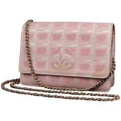 Chanel Wallet on Chain 227228 Pink Coated Canvas Cross Body Bag