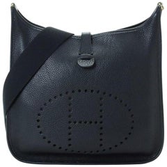 Hermès Evelyne 869060 Black Leather Messenger Bag