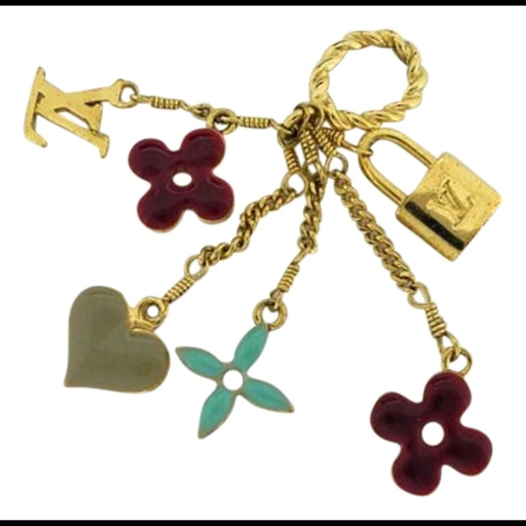 Louis Vuitton Gold Sweet Monogram Heart Lock Keychain 211135 Charm