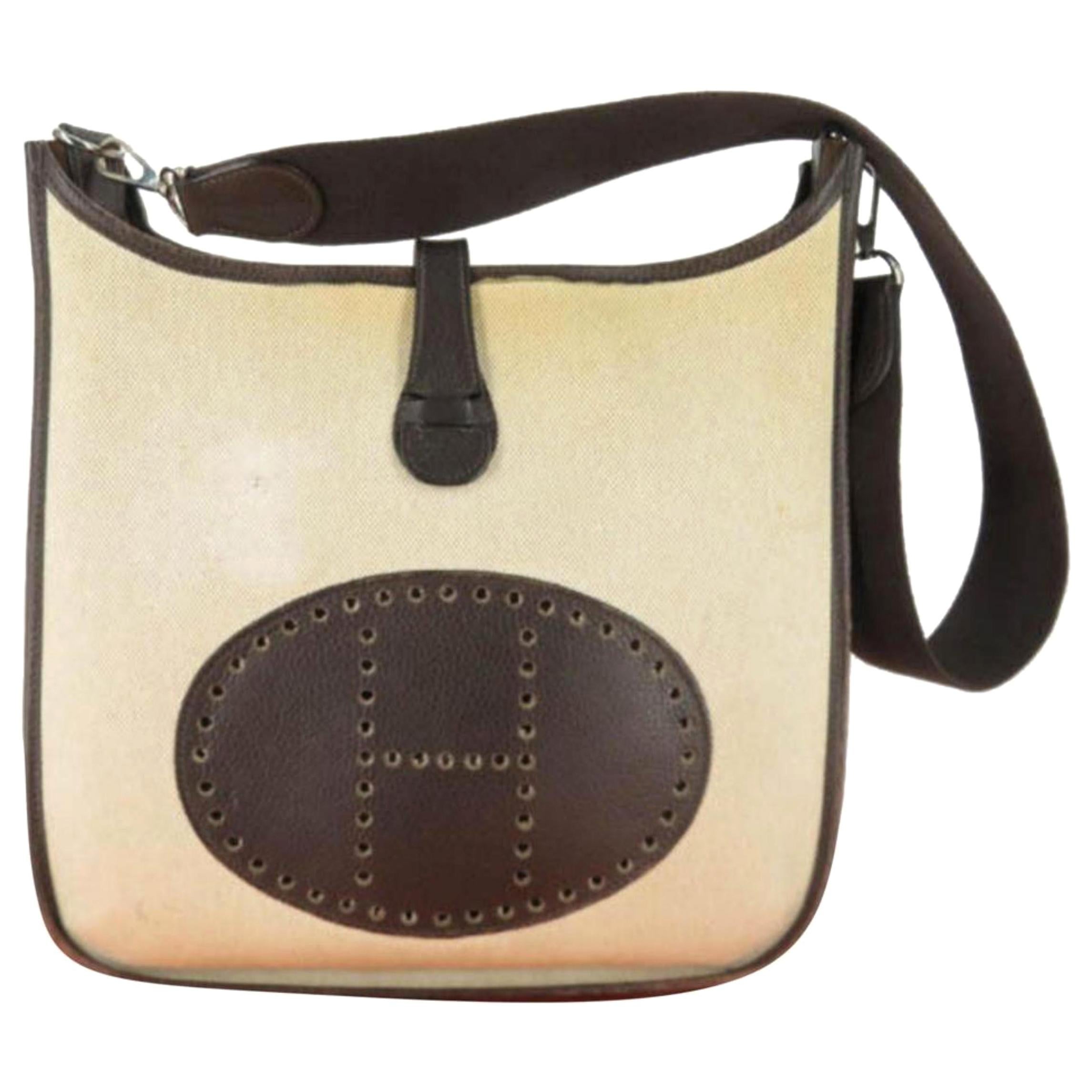 Hermès Evelyne Toile Ii 868833 Brown Canvas Messenger Bag For Sale