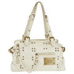 Louis Vuitton Studded Riveting 227296 White Leather Shoulder Bag