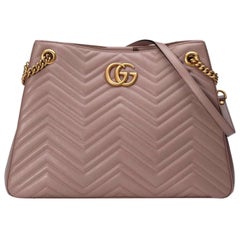 Gucci Marmont Rose Quilted Medium Matelasse Chain Tote 868708 Taupe Shoulder Bag