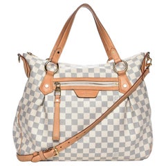 Louis Vuitton Evora Damier Azur Mm 867371 White Coated Canvas Shoulder Bag