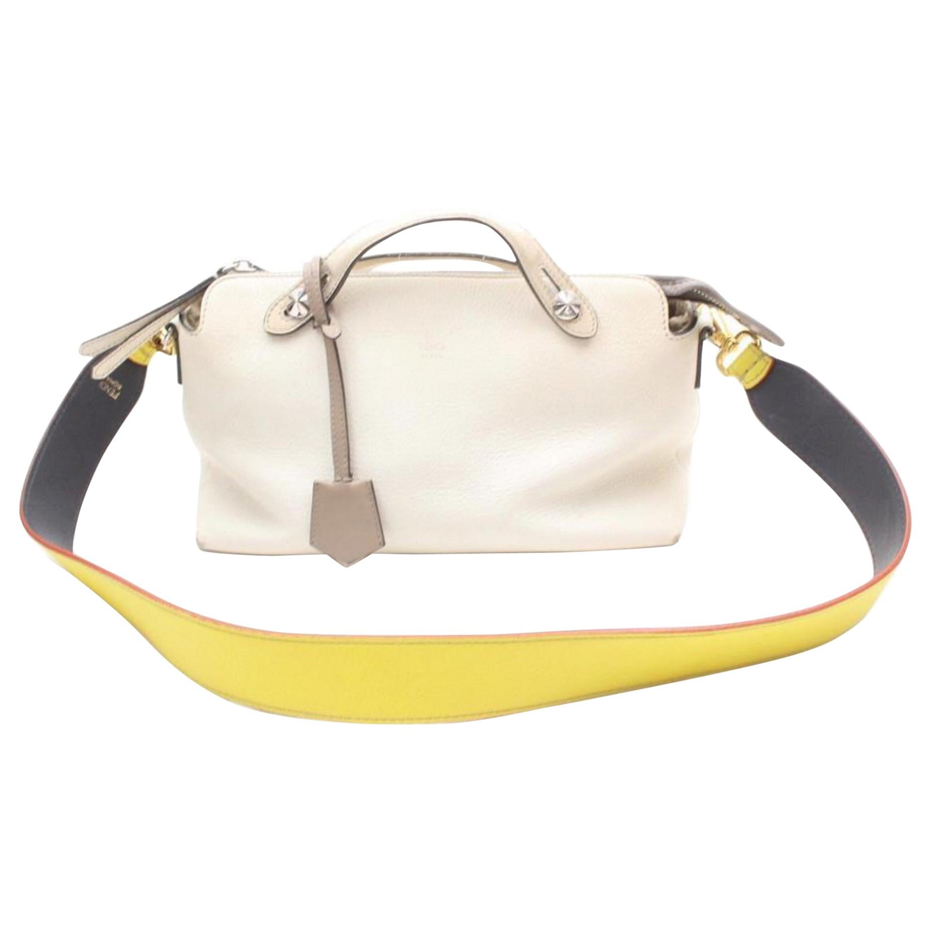 Fendi By The Way 2way Boston 869382 White Leather Shoulder Bag For Sale