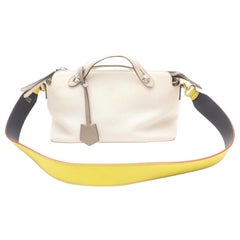 Vintage Fendi By The Way 2way Boston 869382 White Leather Shoulder Bag