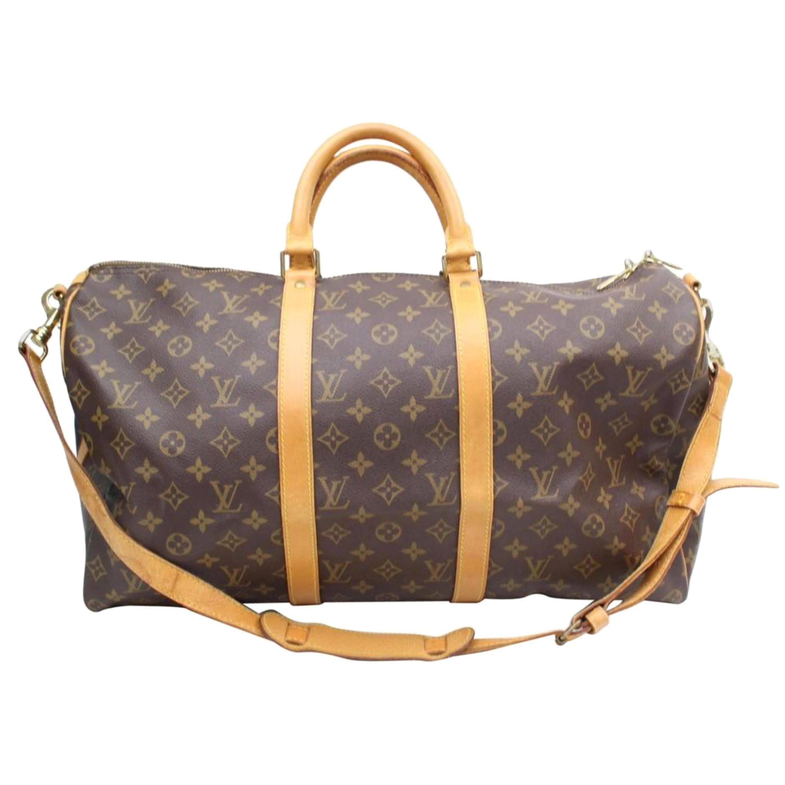 Louis Vuitton Keepall Duffle Monogram Bandouliere 50 869035 Weekend/Travel Bag For Sale