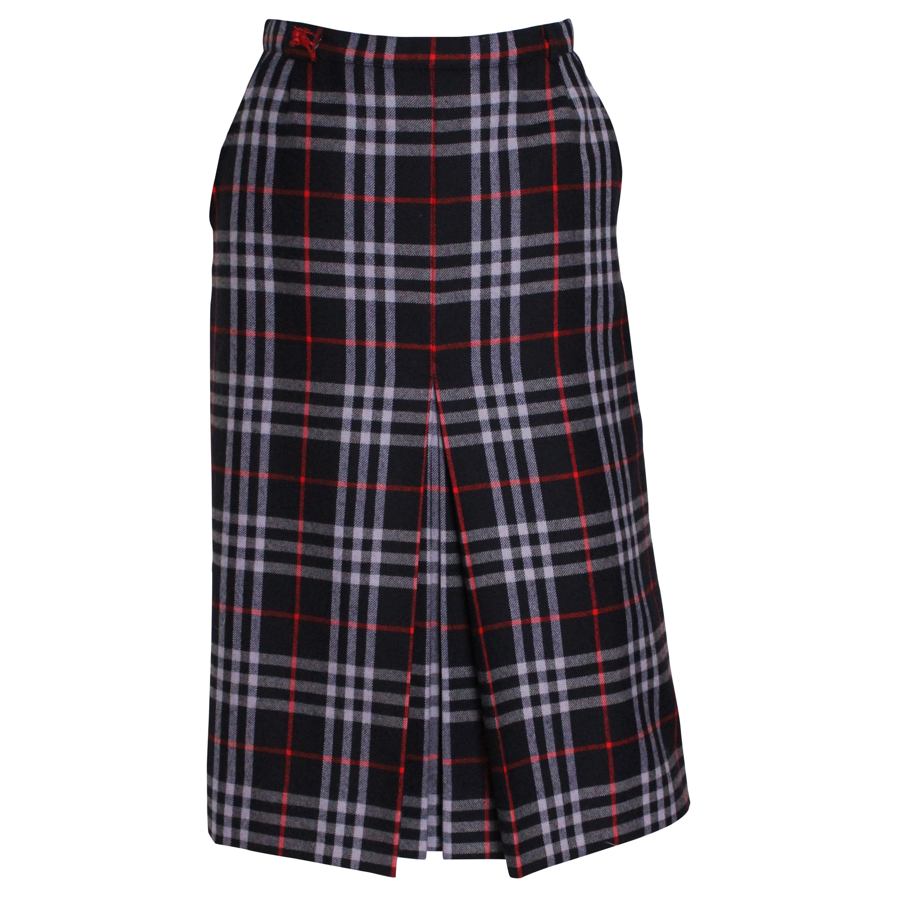 Vintage Burberry Blue Check Skirt For Sale