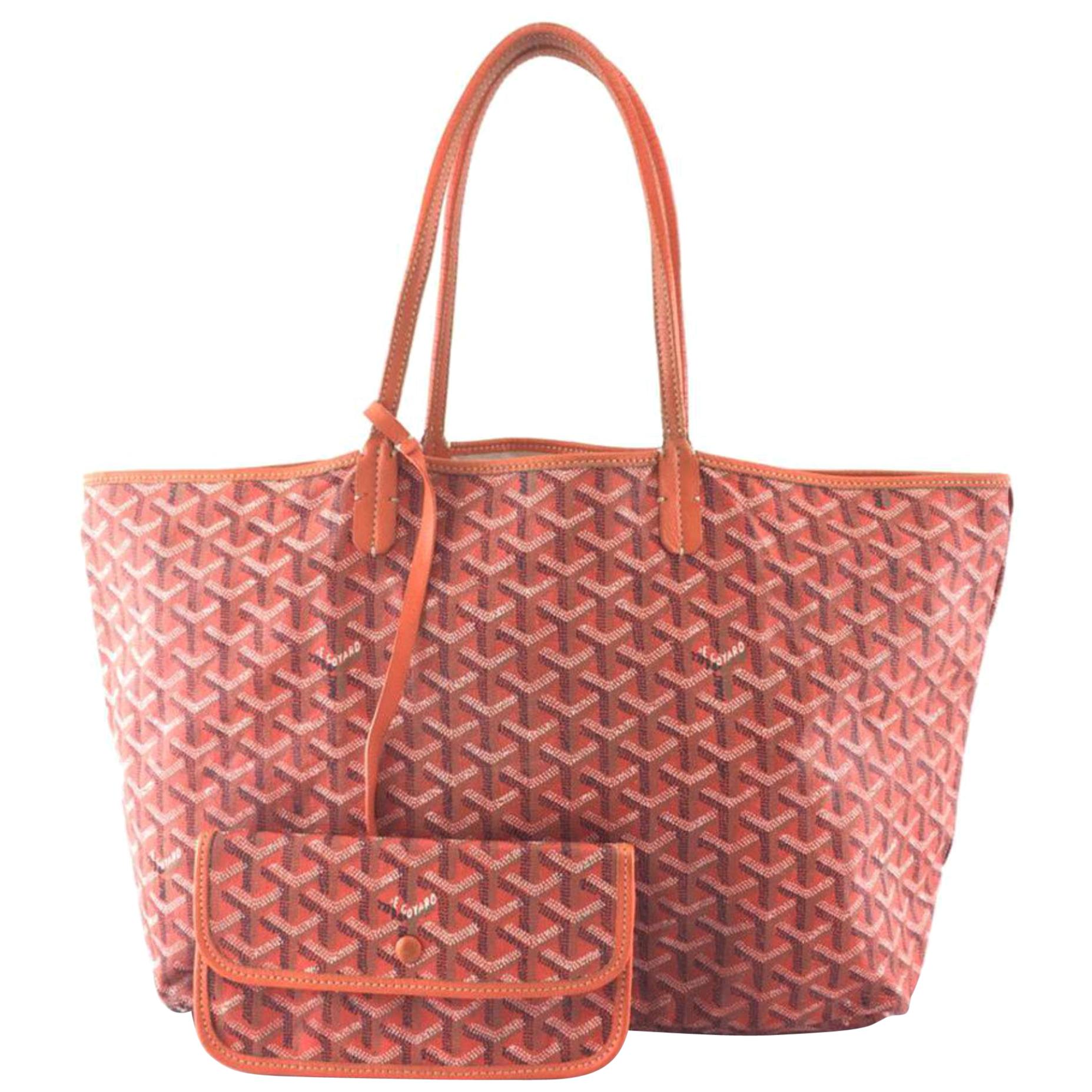 Goyard Chevron St. Louis with Pouch 867994 Orange Coated Canvas Tote For Sale