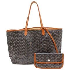 Used Goyard Goyardine Chevron St Louis with Pouch 867951 Black Coated Canvas Tote