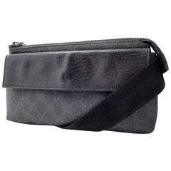Gucci Monogram Gg Belt Waist Pouch 228338 Black Supreme Canvas Cross Body Bag