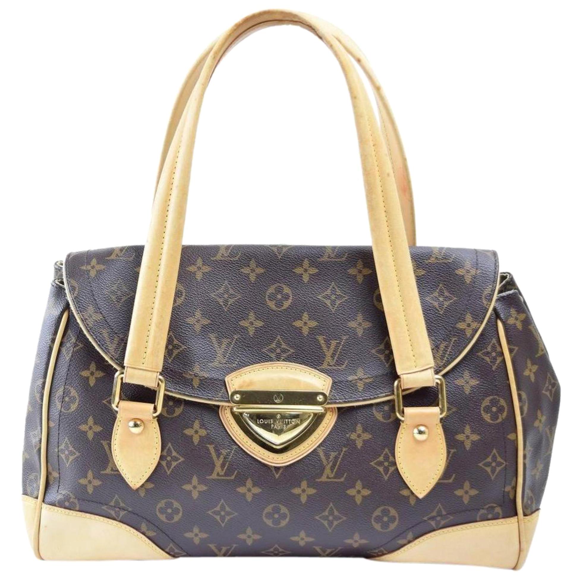 Louis Vuitton Beverly Monogram Gm 869346 Brown Coated Canvas Satchel For Sale