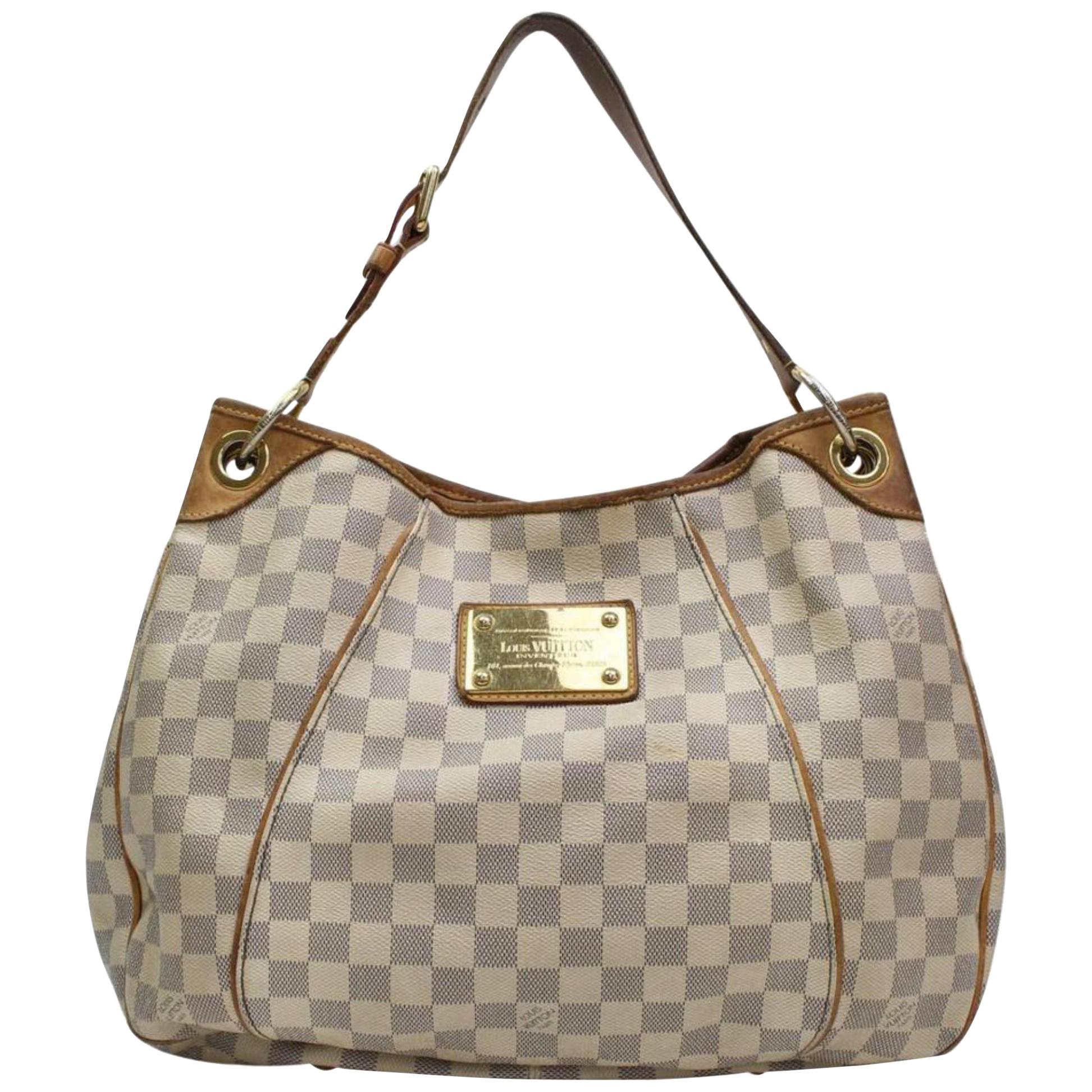 Louis Vuitton Galliera Damier Azur Pm Hobo 867767 White  Shoulder Bag For Sale