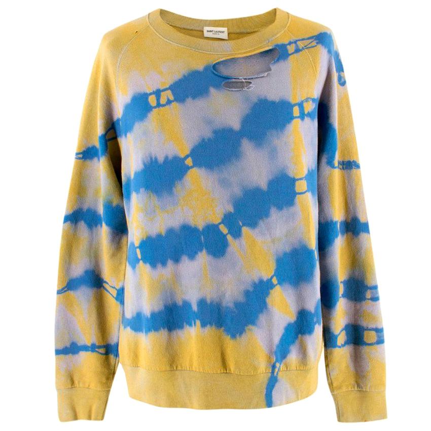 Saint Laurent Tie Die Distressed Sweater L