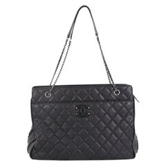 Chanel Frame In Chain Tote Quilted Calfskin Large