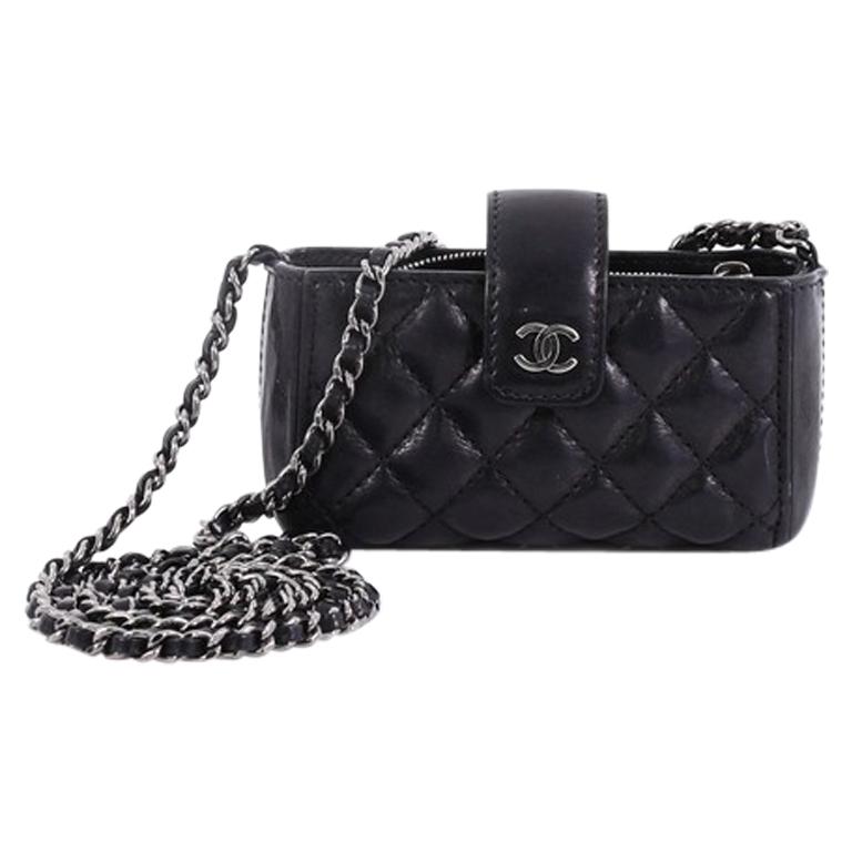 Chanel Chain Phone Holder Crossbody Bag Quilted Lambskin Mini at