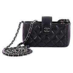 Authentic Chanel Chain Phone Holder Crossbody Bag Quilted