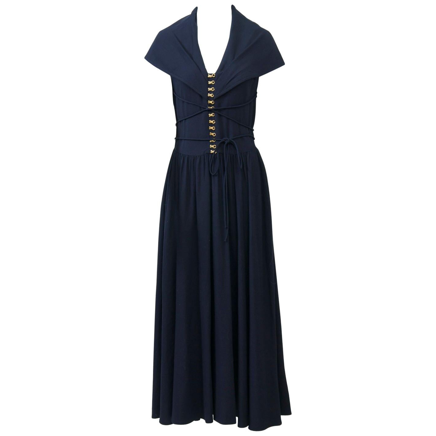 Kathryn Dianos Navy Maxi Dress For Sale