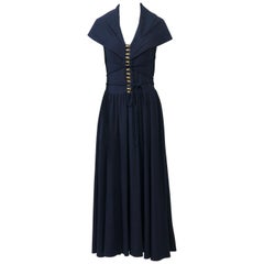 Retro Kathryn Dianos Navy Maxi Dress