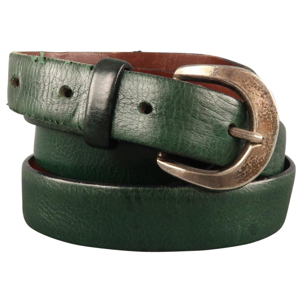 MARC JACOBS Size 36 Forest Green Leather Belt