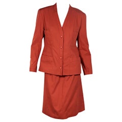 Bright Orange Vintage Chanel Skirt Suit Set