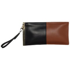 Balenciaga Brown/Black Colorblock Leather Wristlet Bag