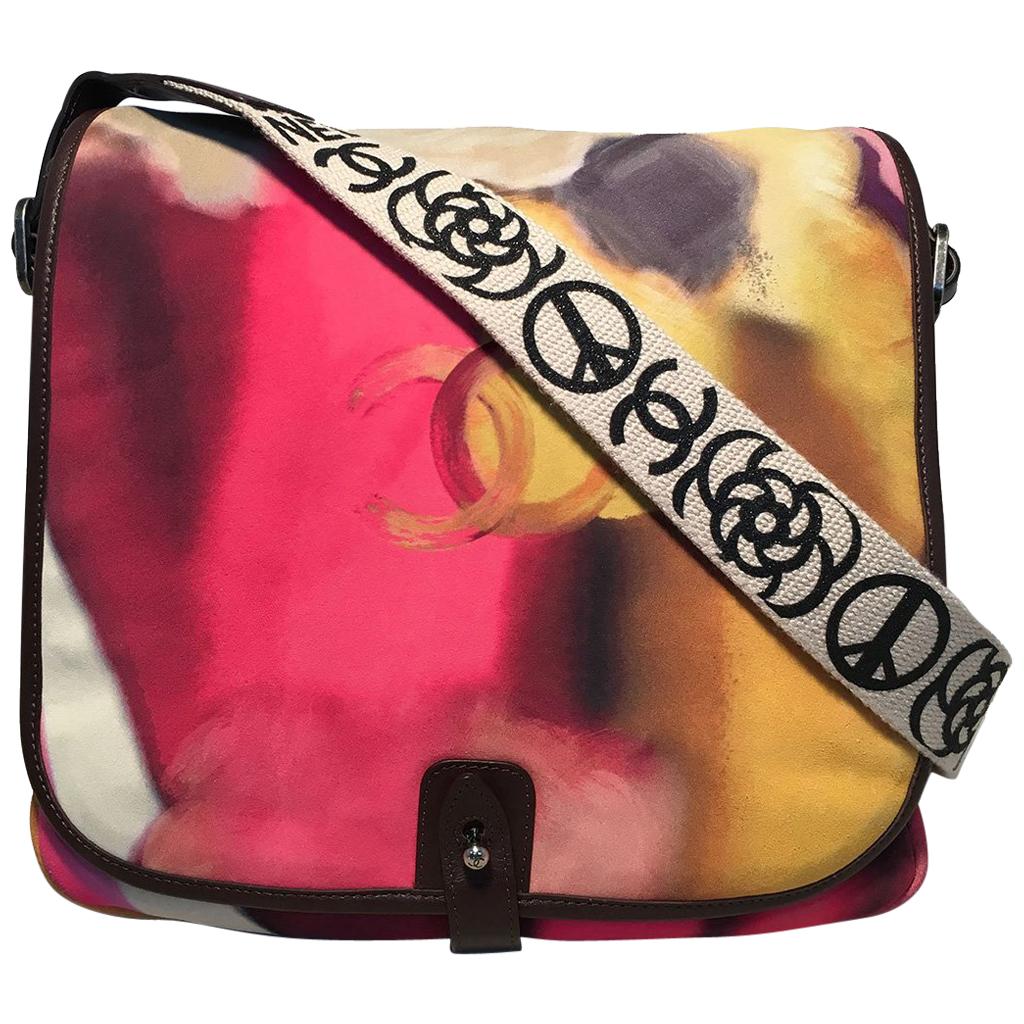 Chanel Flower Power Messenger Multicolor Nubuck Crossbody Shoulder Bag