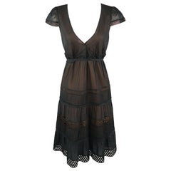 AKRIS - Robe paysanne noire à jupe superposée et jupe noire, taille 8
