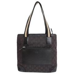 Gucci Monogram Gg Web Handle 228212 Brown Coated Canvas Tote