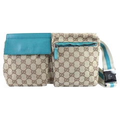 Gucci Monogram Teal Bumbag Belt Pouch 228544 Torquoise Coated Canvas Cross Body 
