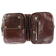 Used Gucci Waist Belt Pouch 228311 Bordeaux Leather Cross Body Bag