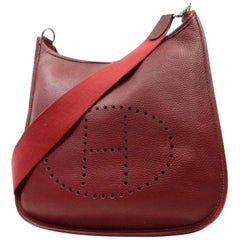 Hermès Evelyne Burgundy Togo 228160 Rouge Ash Leather Messenger Bag