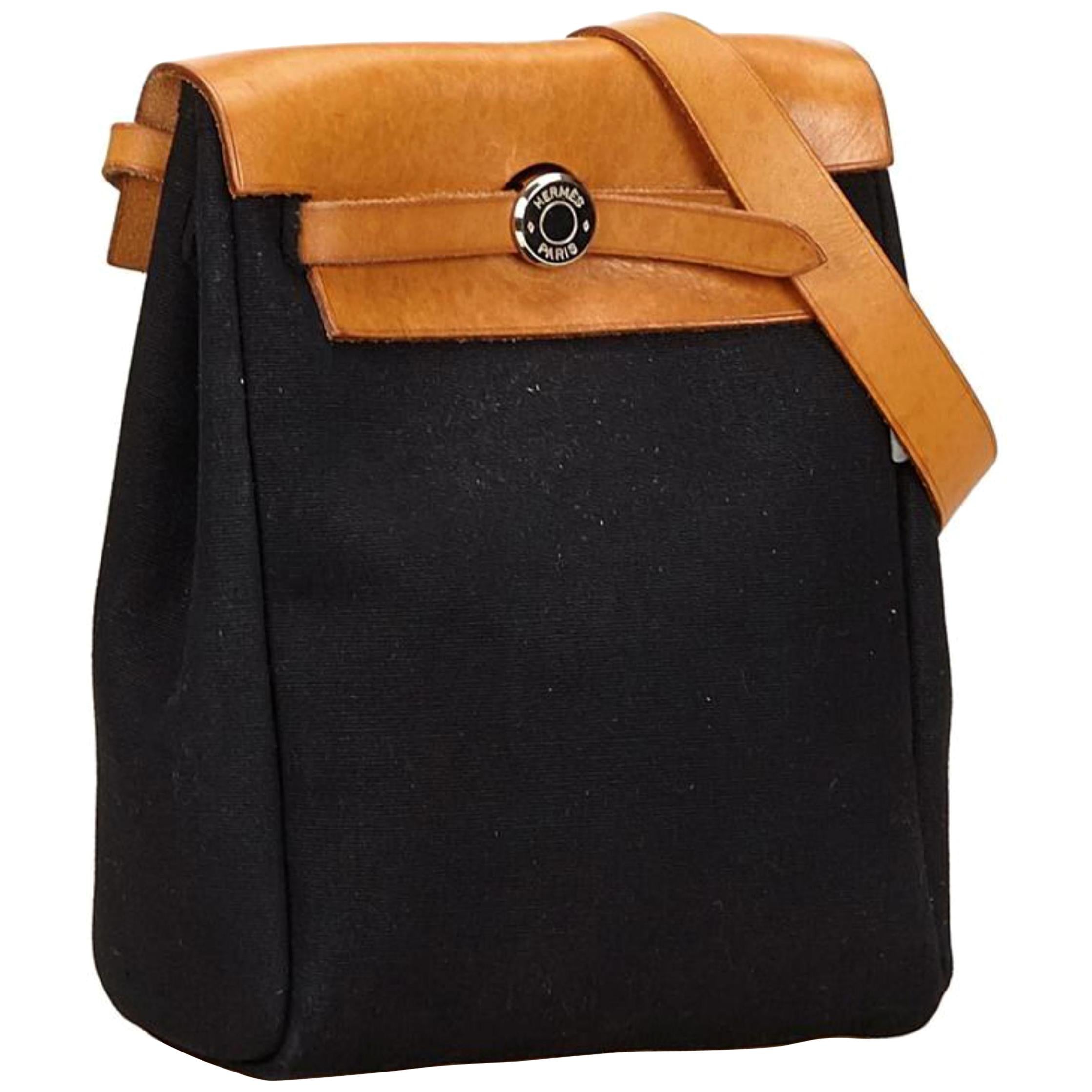 Hermès Herbag Tpm 228474 Black Coated Canvas Backpack For Sale