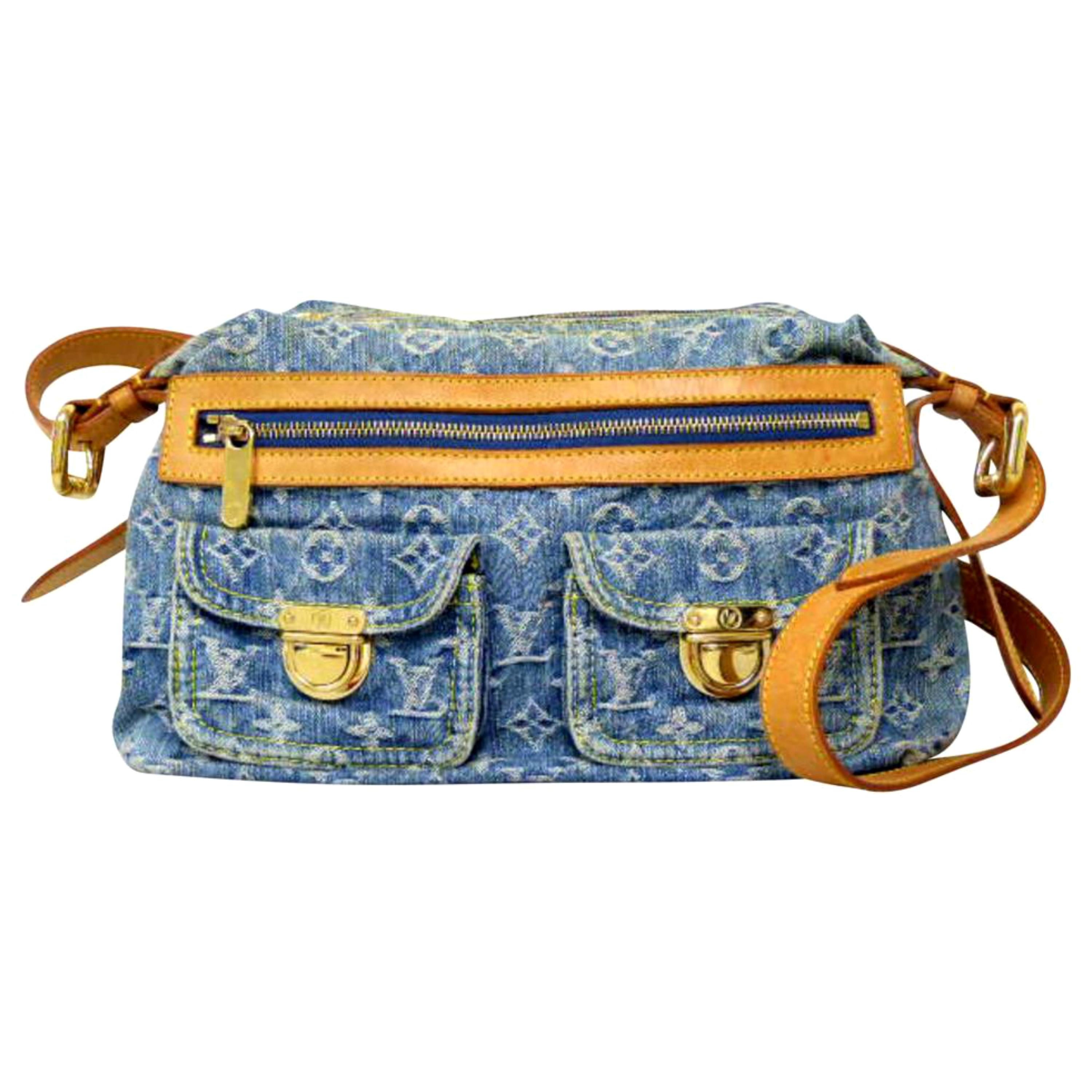 Louis Vuitton Baggy Monogram Denim 228144 Blue Coated Canvas Cross Body Bag For Sale