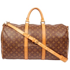 Louis Vuitton Keepall Monogram Bandouliere 50 228340 Brown Coated Canvas Weekend