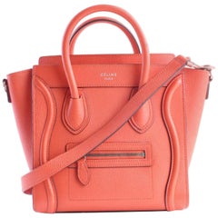 Céline Luggage Nano 2way 8cer0515 Vermillion Leather Satchel