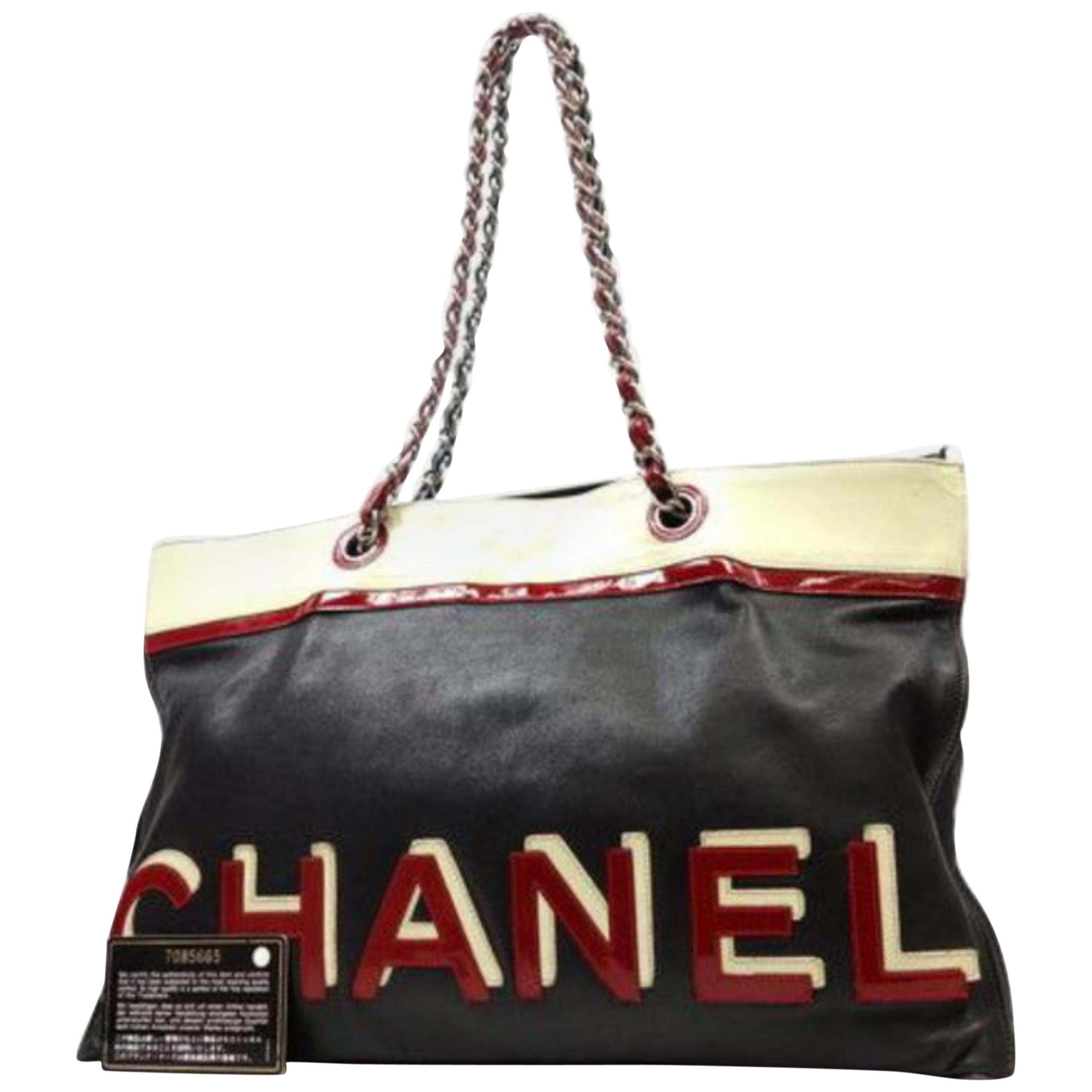 Chanel 5 Star Chain Tote 227481 Black Leather Shoulder Bag For Sale