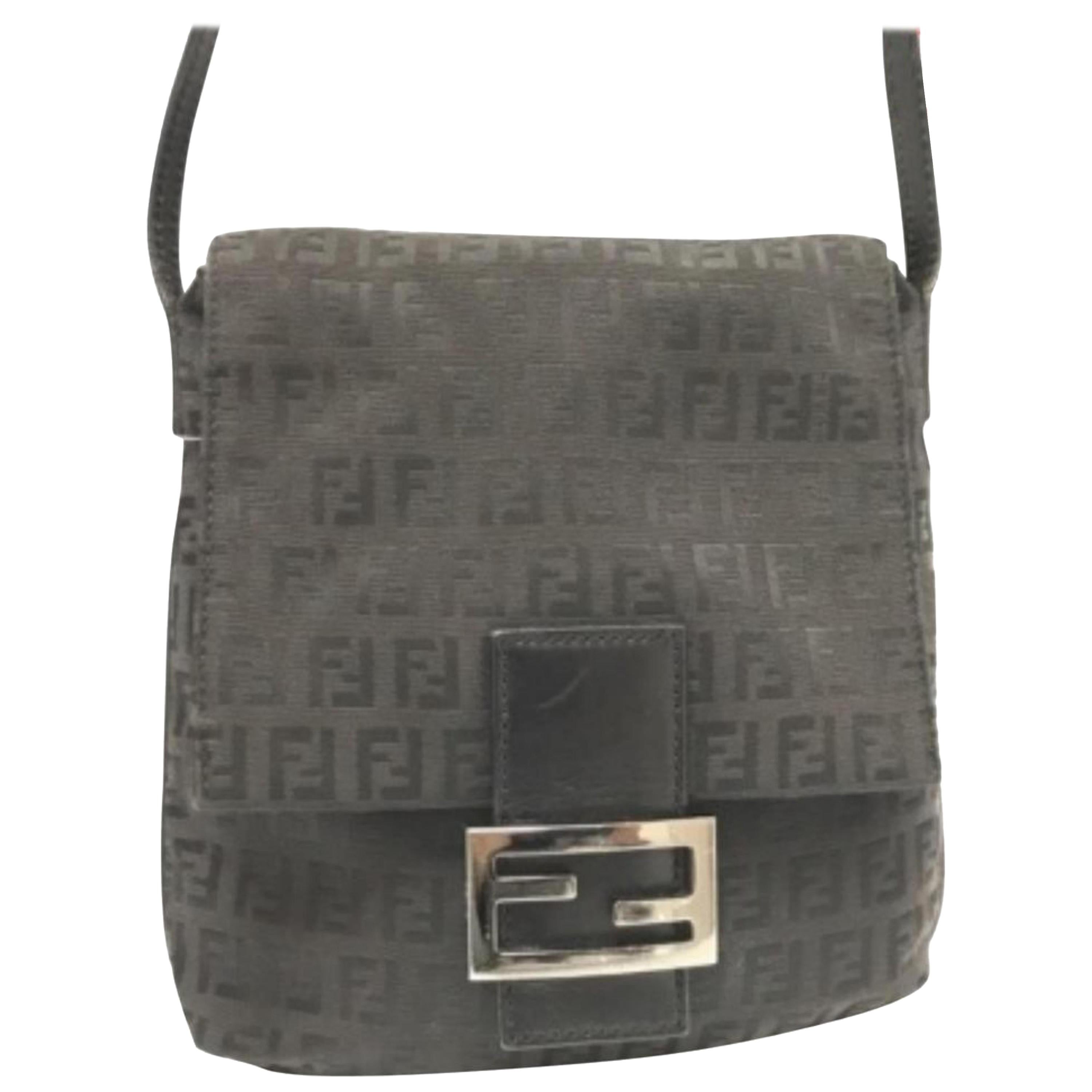 Fendi Ff Monogram 228034 Black Coated Canvas Cross Body Bag For Sale