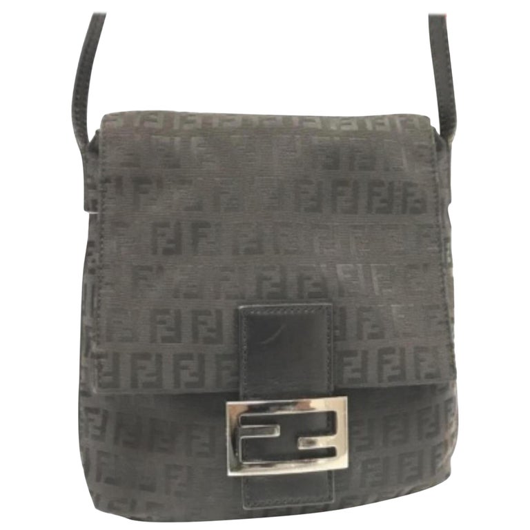 Fendi Ff Monogram 228034 Black Coated Canvas Cross Body Bag For Sale at