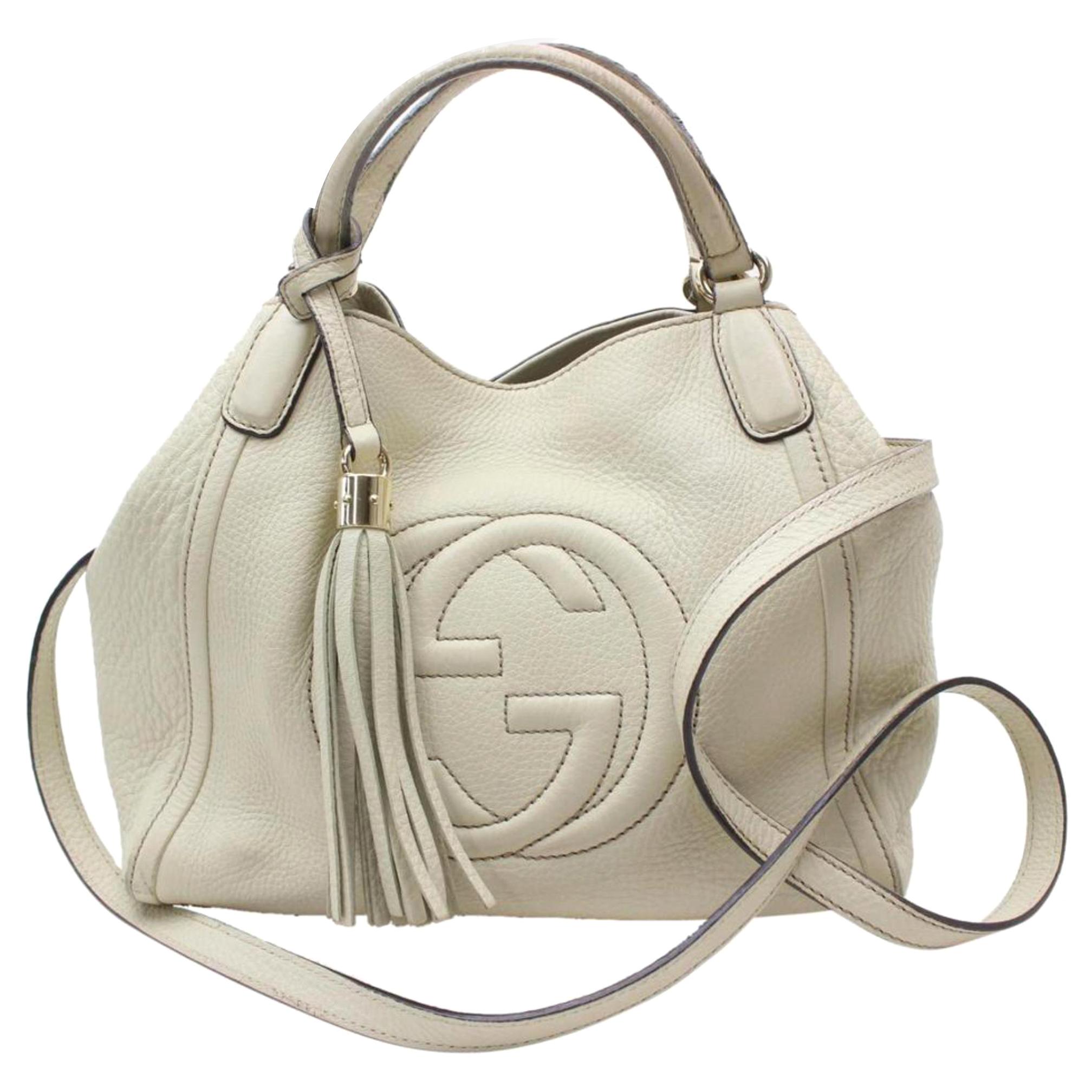 Gucci Soho Convertible Fringe Tassel 868948 Cream Leather Shoulder Bag For Sale