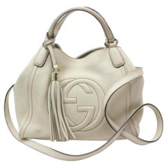 Used Gucci Soho Convertible Fringe Tassel 868948 Cream Leather Shoulder Bag