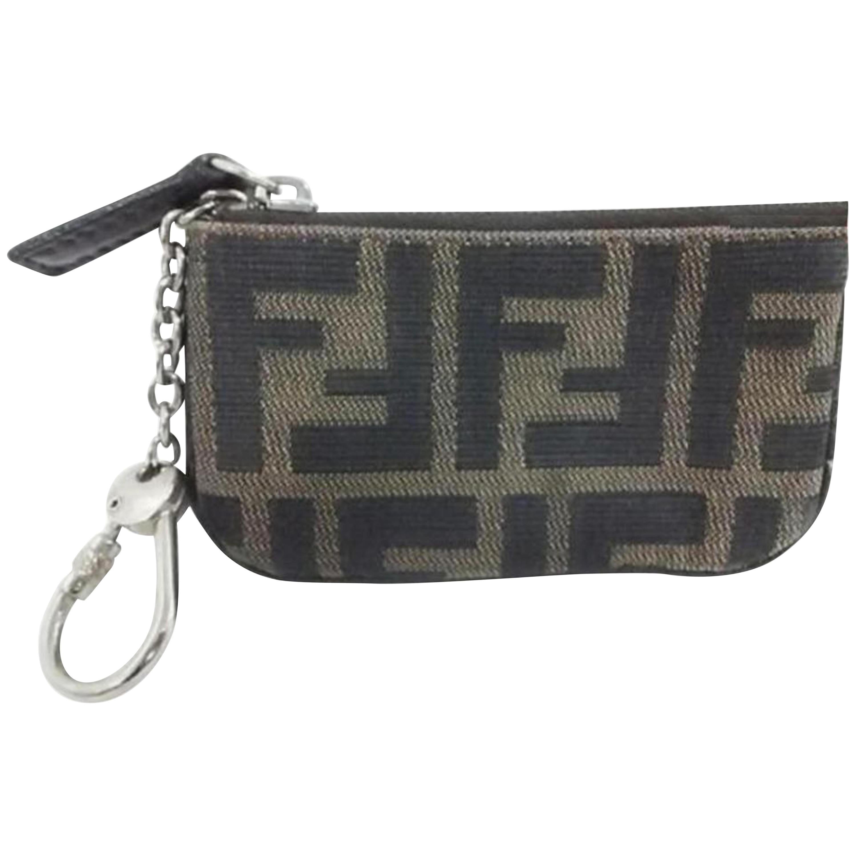Fendi Ff Zucca Key Pouch 228055 Brown Coated Canvas Clutch For Sale at ...