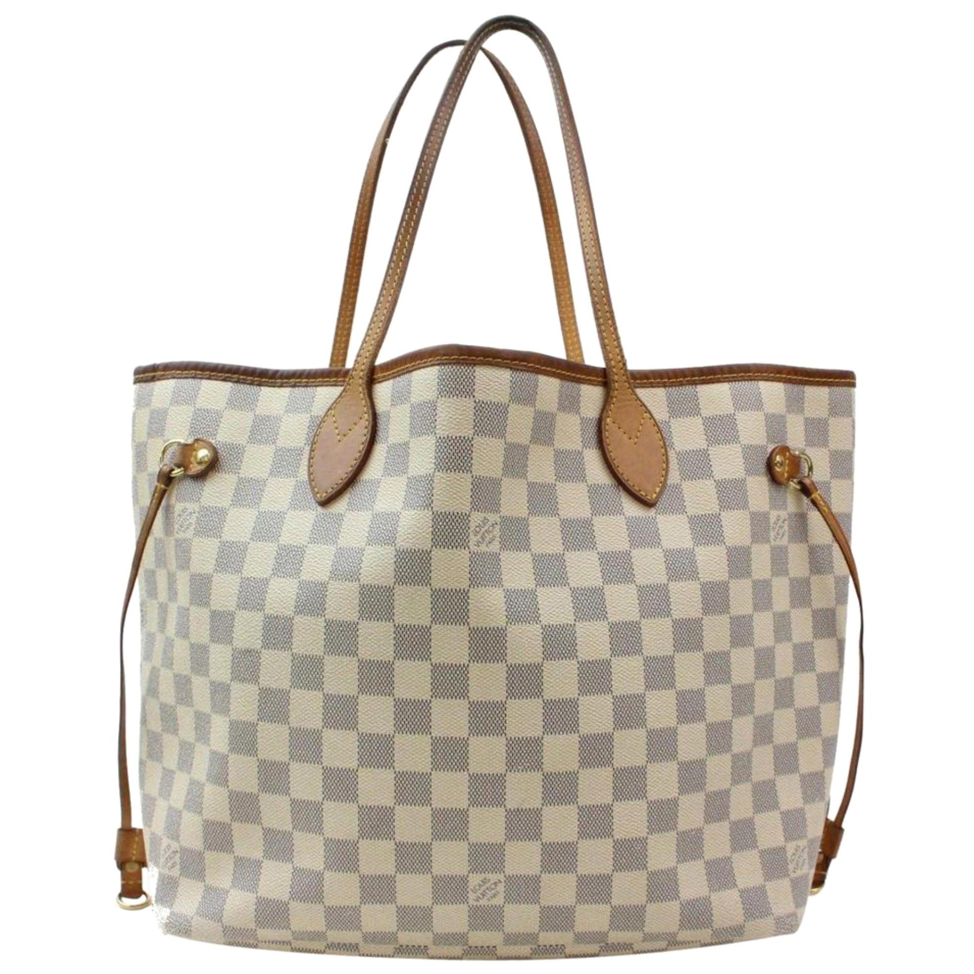 Louis Vuitton Neverfull Damier Azur Mm Everyday Shopper 868990 Canvas Tote For Sale