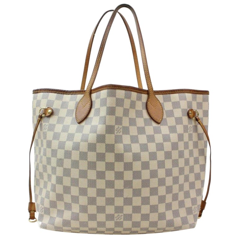 Louis Vuitton Neverfull Damier Azur Mm Everyday Shopper 868990 Canvas Tote For Sale at 1stdibs