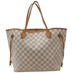 Louis Vuitton Neverfull Damier Azur Mm 868919 White Coated Canvas Tote