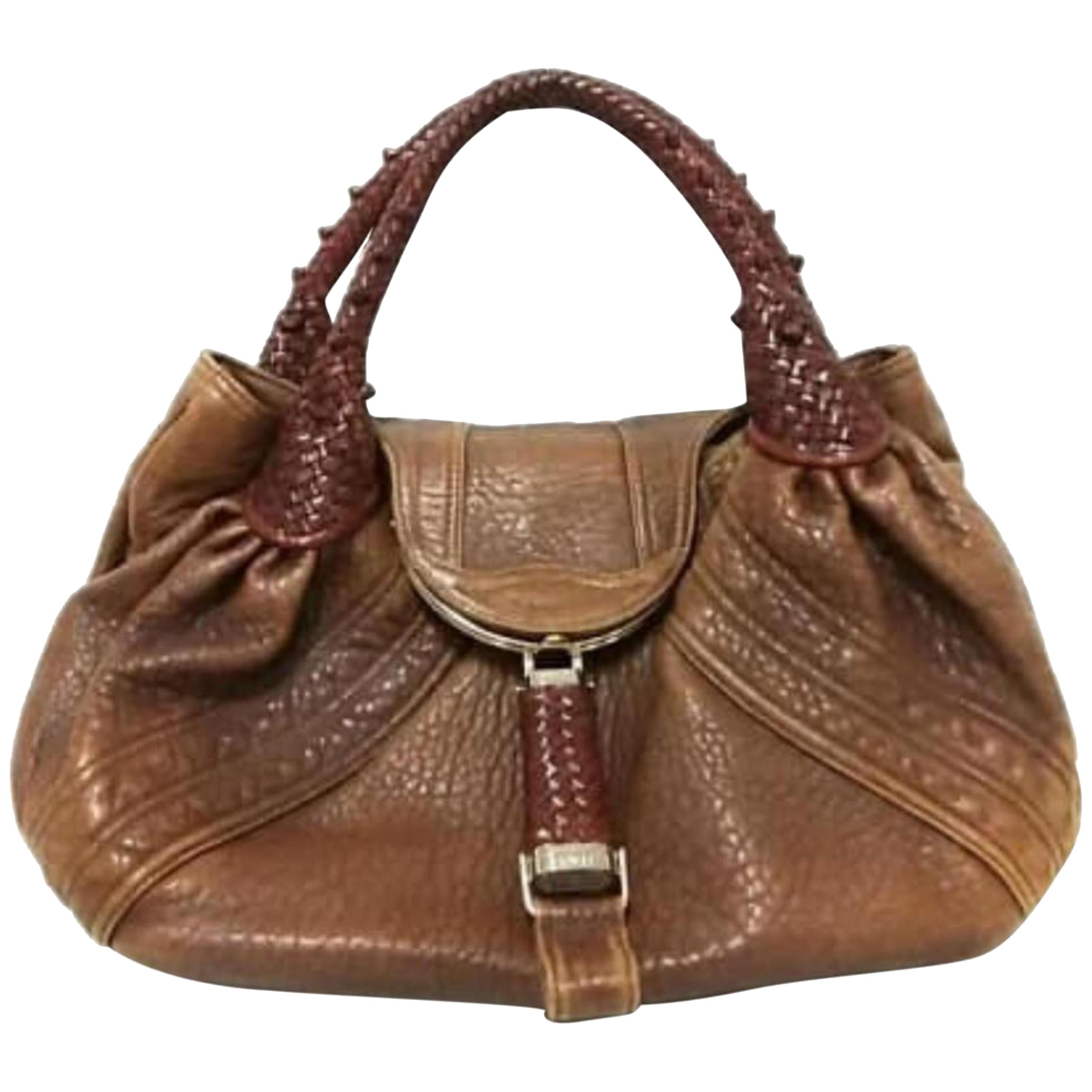 Fendi Large Spy 228040 Brown Leather Hobo Bag For Sale
