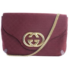 Gucci Interlocking Chain Flap 3gr0515 Burgundy Coated Canvas Cross Body Bag