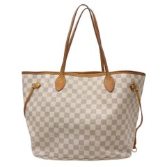 Vintage Louis Vuitton Neverfull Damier Azur Mm 868297 White Coated Canvas Tote