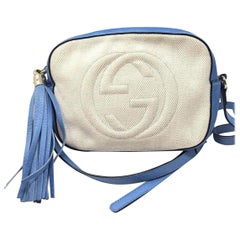 Gucci Soho Disco (Limited Edition) Natural X 867454 Blue Canvas Cross Body Bag