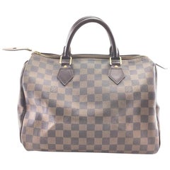 Speedy Damier Ebene 30 869341 Braune beschichtete Canvas-Umhängetasche von Louis Vuitton